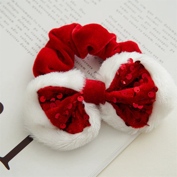 Hair Accessories Sequin Bow Velvet Plush Handmade Festive