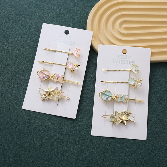 Hair Accessories Set Zinc Alloy Handmade Star Moon Shape For Women