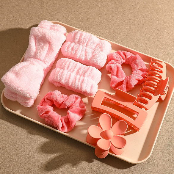Hair Accessories Soft Bow Wash Hair Band Grab Clip Pink Sweet Style Painting
