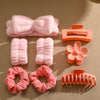 Hair Accessories Soft Bow Wash Hair Band Grab Clip Pink Sweet Style Painting