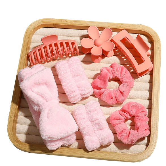 Hair Accessories Soft Bow Wash Hair Band Grab Clip Pink Sweet Style Painting