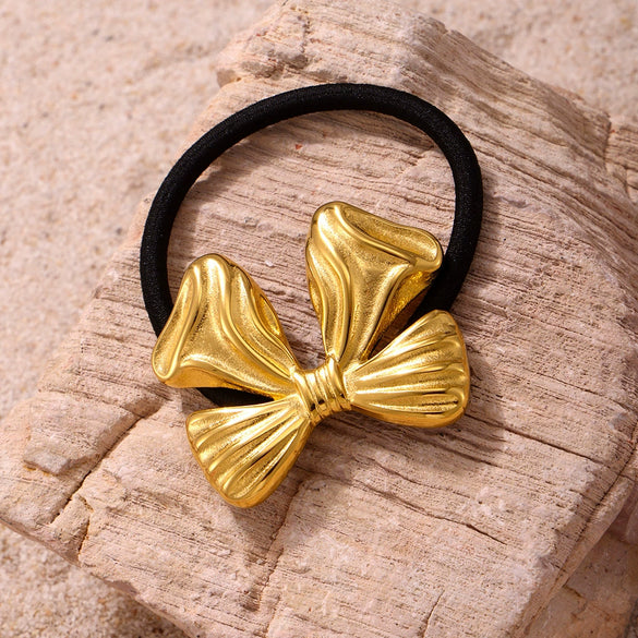 Hair Accessories Stainless Steel And 316L Stainless Steel Bow Hair Rope Plated With Gold High Elasticity Electroplating