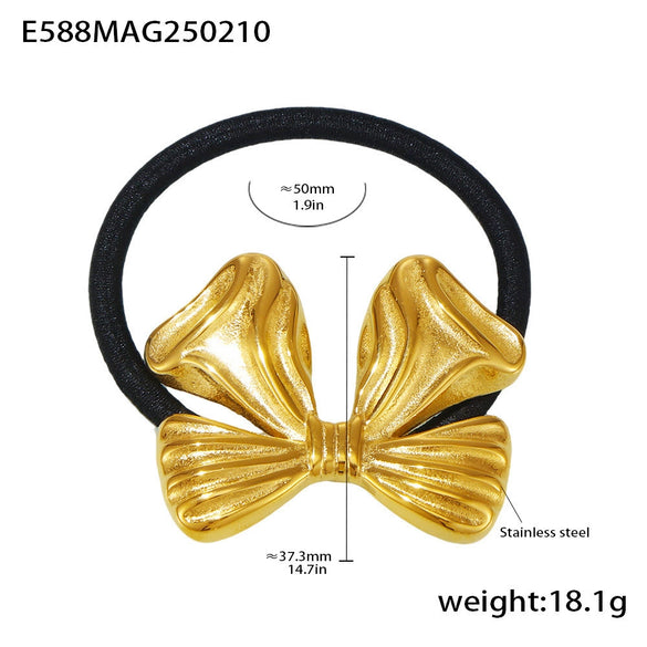 Hair Accessories Stainless Steel And 316L Stainless Steel Bow Hair Rope Plated With Gold High Elasticity Electroplating