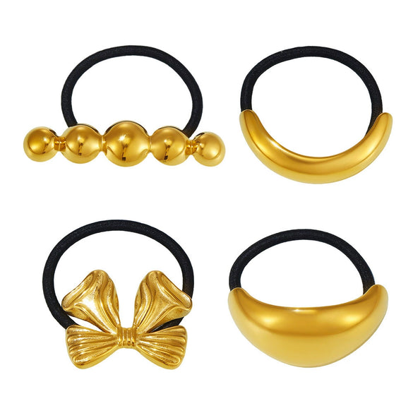 Hair Accessories Stainless Steel And 316L Stainless Steel Bow Hair Rope Plated With Gold High Elasticity Electroplating