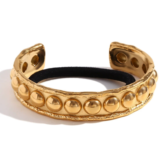 Hair Accessories Stainless Steel Electroplated 18K Gold Fashion Retro Geometric Bump Bracelet Hair Rope