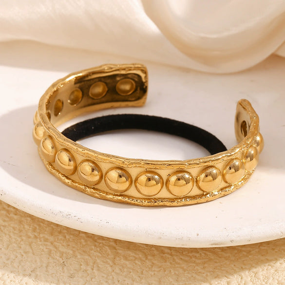 Hair Accessories Stainless Steel Electroplated 18K Gold Fashion Retro Geometric Bump Bracelet Hair Rope