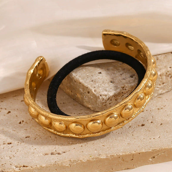 Hair Accessories Stainless Steel Electroplated 18K Gold Fashion Retro Geometric Bump Bracelet Hair Rope