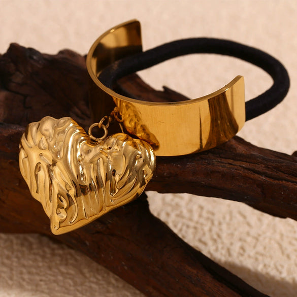 Hair Accessories Stainless Steel 18K Gold Plated Love Pendant Hair Rope Fashion Style