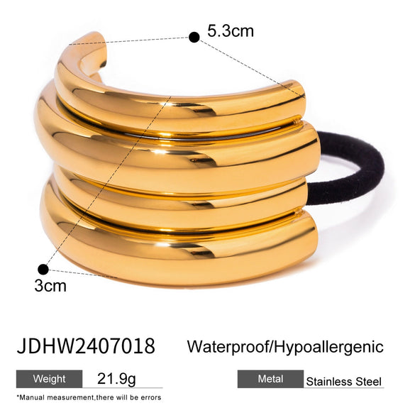 Hair Accessories Titanium Steel Geometric 18K Goldplated Hair Ring Hair Rope For Women