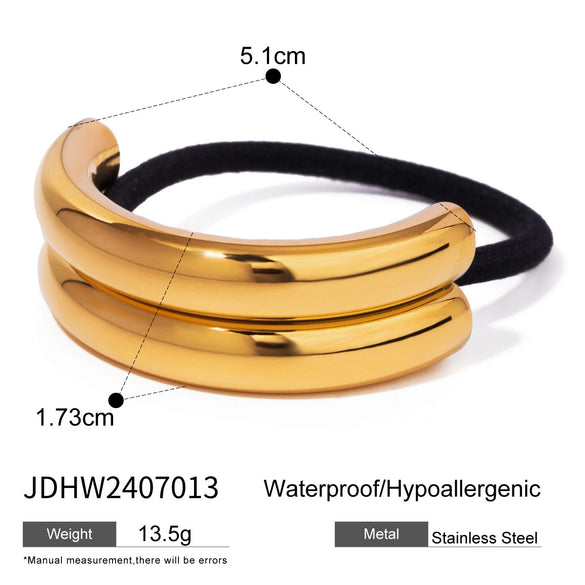 Hair Accessories Titanium Steel Geometric 18K Goldplated Hair Ring Hair Rope For Women