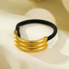 Hair Accessories Titanium Steel Ushaped Threelayer Hollow Ring Hair Ring With Electroplating