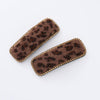 Hair Accessories Velvet Leather Leopard Print Handmade Women's Bb Clip