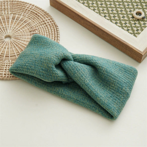 Hair Accessories Wool Knitted Geometric Cross Hair Band Retro Chic Style