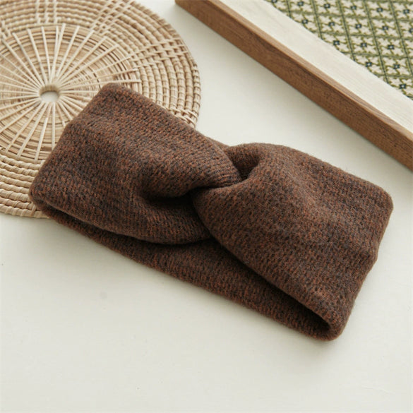 Hair Accessories Wool Knitted Geometric Cross Hair Band Retro Chic Style