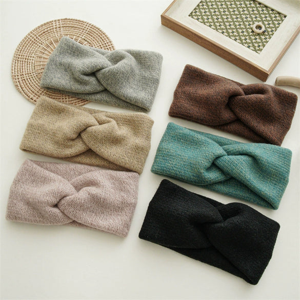 Hair Accessories Wool Knitted Geometric Cross Hair Band Retro Chic Style