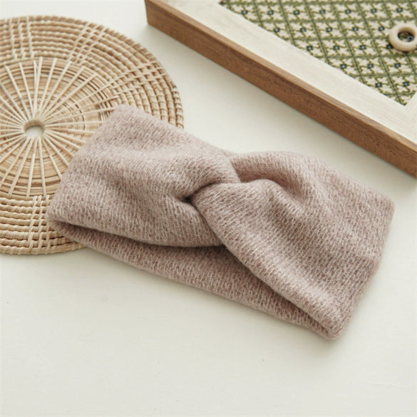 Hair Accessories Wool Knitted Geometric Cross Hair Band Retro Chic Style