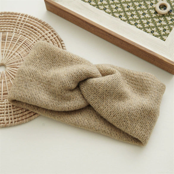Hair Accessories Wool Knitted Geometric Cross Hair Band Retro Chic Style