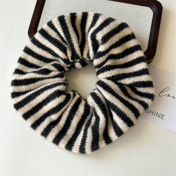 Hair Accessories Wool Striped Knitted Hair Ring For Girls