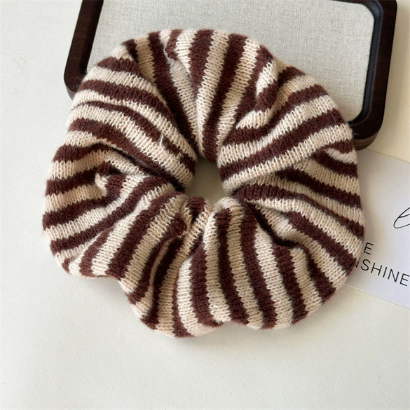Hair Accessories Wool Striped Knitted Hair Ring For Girls