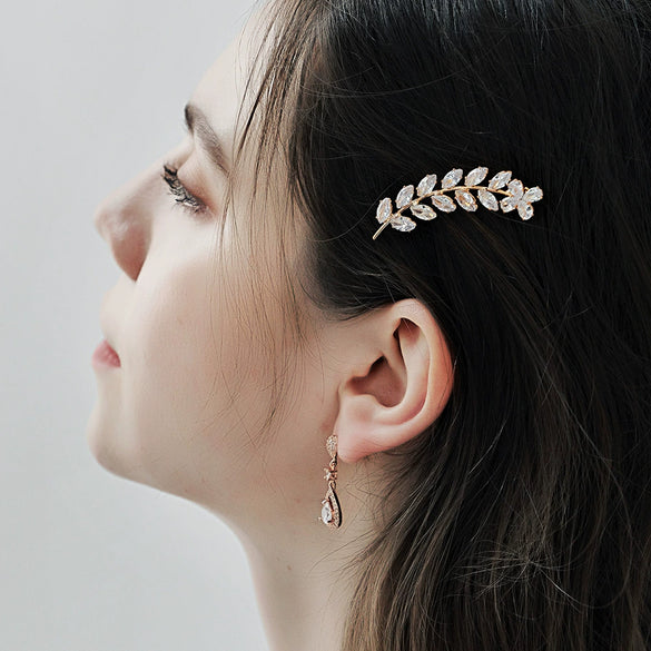 Hair Accessories Zircon Inlaid Side Clip Bangs Clip Back Head Clip For Women Plant Flowers Style