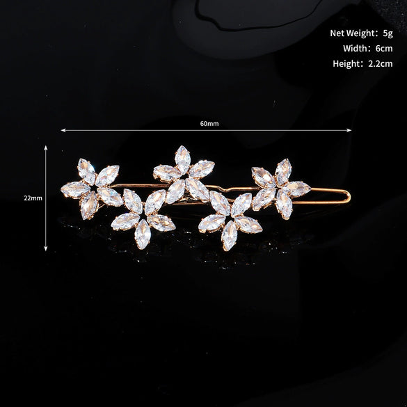Hair Accessories Zircon Inlaid Side Clip Bangs Clip Back Head Clip For Women Plant Flowers Style