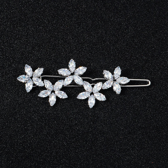 Hair Accessories Zircon Inlaid Side Clip Bangs Clip Back Head Clip For Women Plant Flowers Style