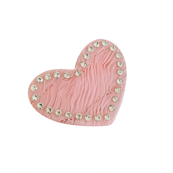 Hair Accessory Acetate Heartshaped Rhinestone Spring Clip With Highend Feel
