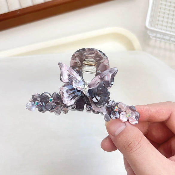 Hair Accessory Acetic Acid Handmade Water Drop Rhinestone Butterfly Claw Clip For Women