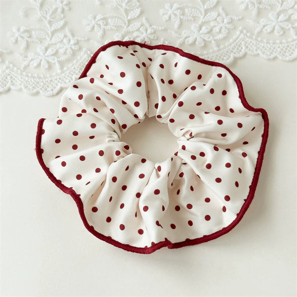 Hair Accessory Fabric Sweet Polka Dot Handmade High Elasticity Scrunchie Ponytail Hair Tie Bun