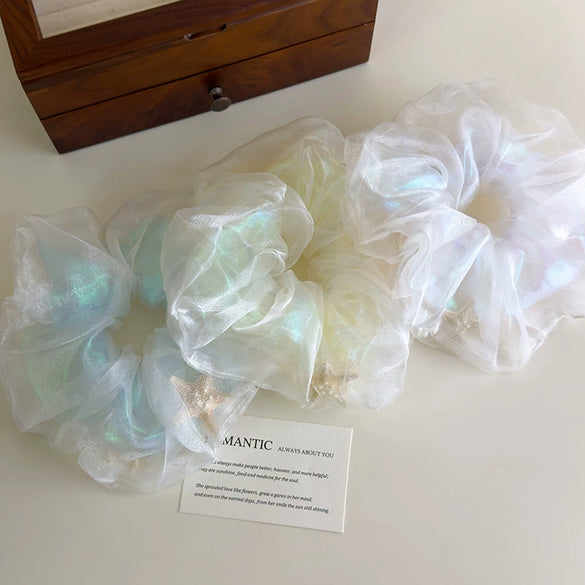 Hair Accessory Mesh Double Layer Starfish Shell Knitted Scrunchie