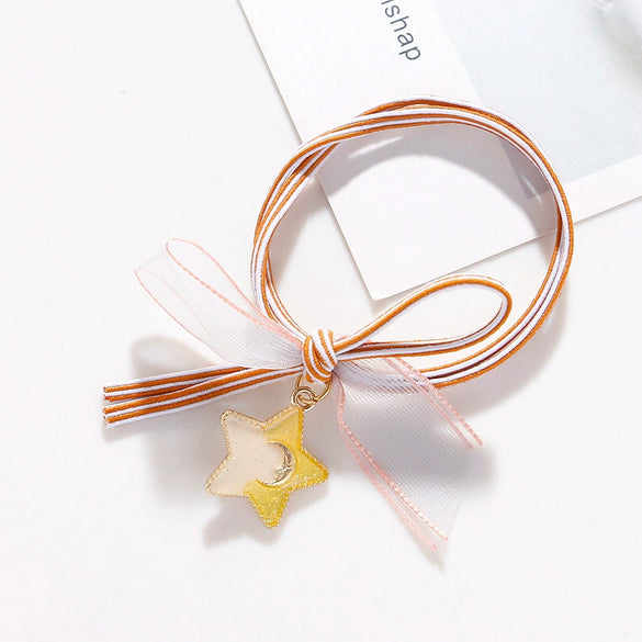 Hair Accessory Mixed Material Heart Shaped High Elastic Handmade Headband