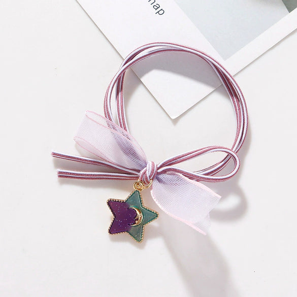 Hair Accessory Mixed Material Heart Shaped High Elastic Handmade Headband