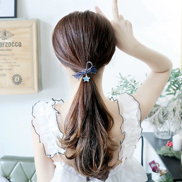 Hair Accessory Mixed Material Heart Shaped High Elastic Handmade Headband