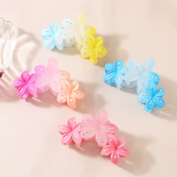 Hair Accessory Ps Material Floral Claw Clip With Gradient Fulldiamond Design And Paint Treatment