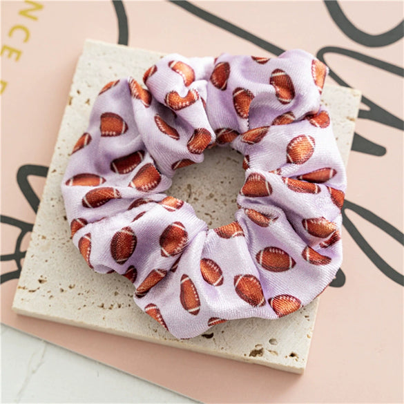 Hair Band Gold Velvet Cloth Rugby Print Handmade Women's Elastic
