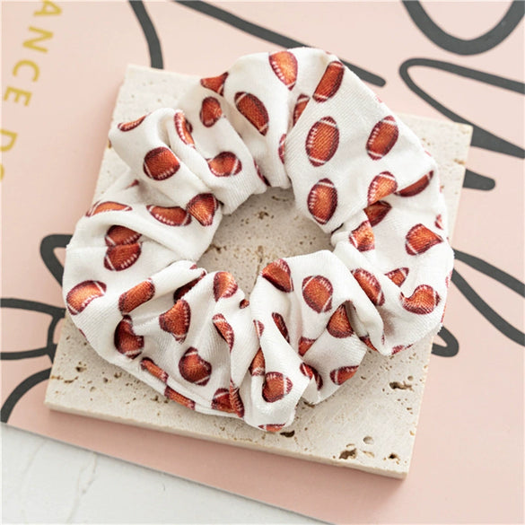 Hair Band Gold Velvet Cloth Rugby Print Handmade Women's Elastic