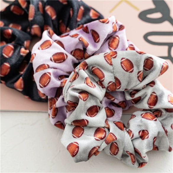 Hair Band Gold Velvet Cloth Rugby Print Handmade Women's Elastic