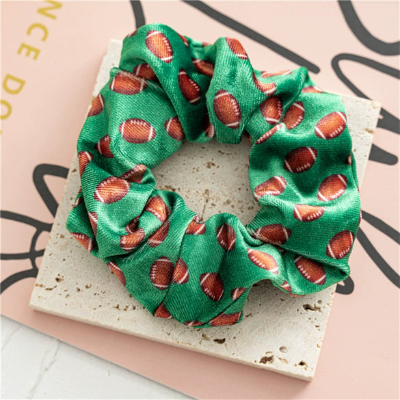 Hair Band Gold Velvet Cloth Rugby Print Handmade Women's Elastic