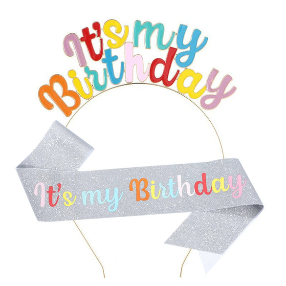 Hair Band Headdress Girl Zinc Alloy Glitter Cloth Color Letter Electroplating Bronzing Characters Crown Party Ribbon Belt