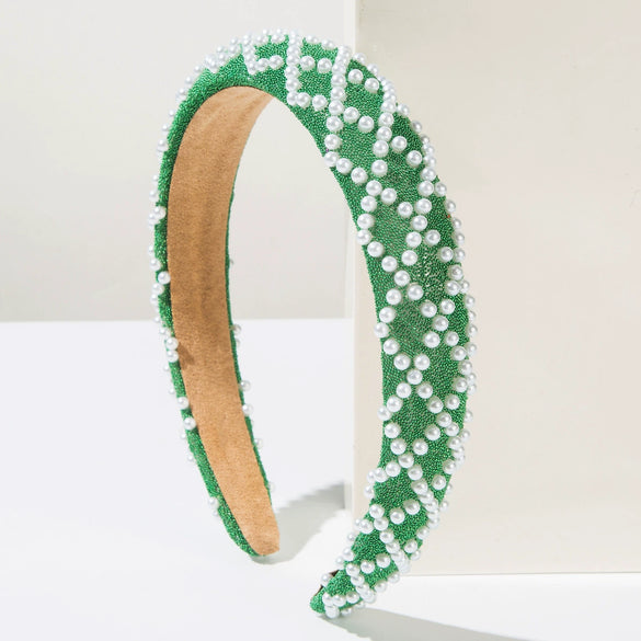 Hair Band Imitation Pearls Retro Inlay Geometric Hair Accessories