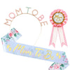 Hair Band Shoulder Strap Badge Three Piece Set For Mom To Be And Dad To Be Alloy Satin Cloth Tinplate Hot Stamping