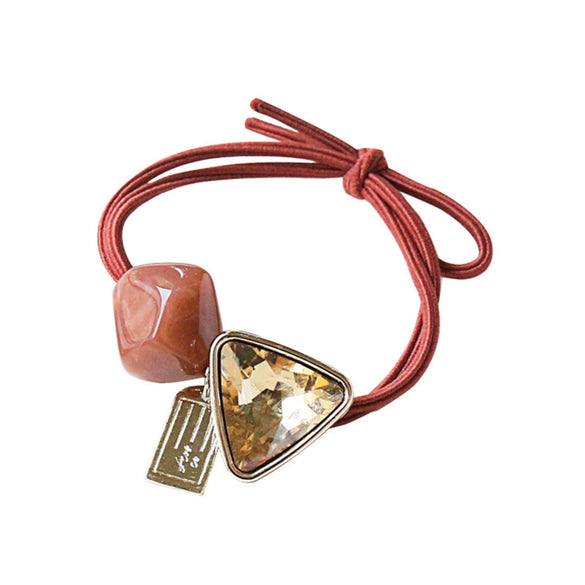 Hair Band Triangle Crystal Mixed Material Handmade High Elasticity