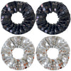 Hair Circle Black Silver Square Sequins Handmade Fabric High Elasticity Geometric Style