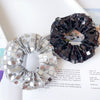 Hair Circle Black Silver Square Sequins Handmade Fabric High Elasticity Geometric Style