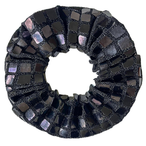 Hair Circle Black Silver Square Sequins Handmade Fabric High Elasticity Geometric Style