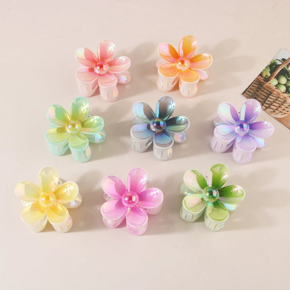 Hair Claw Clips Ps Material Colorful Flower Style Baking Paint Women's Hair Accessories