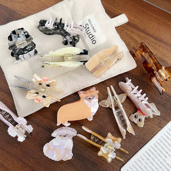Hair Clip Acetate Fiber Cartoon Animal Handmade For Women