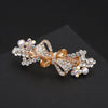 Hair Clip Alloy Rhinestone Pearl Bow Accessory For Women Electroplated Natural Style