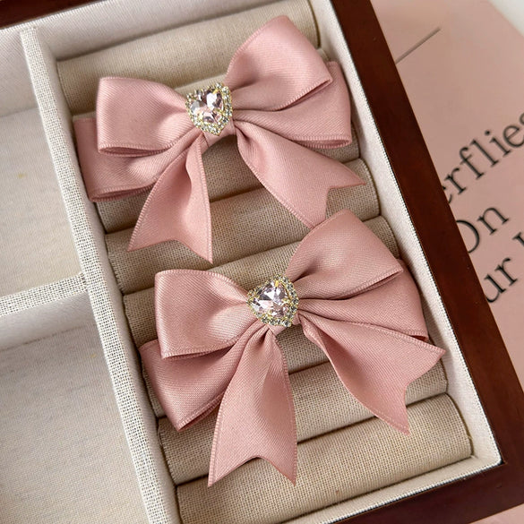 Hair Clip Cloth Handmade Love Bow Pattern Duckbill Clip For Women