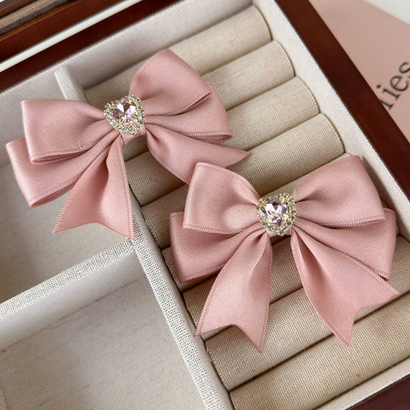 Hair Clip Cloth Handmade Love Bow Pattern Duckbill Clip For Women